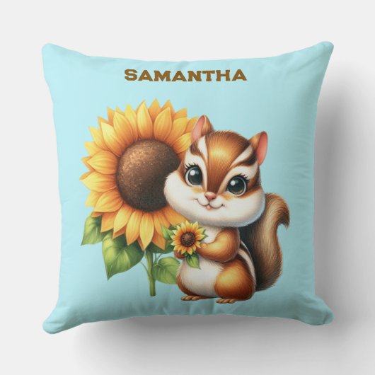 Coussin Custom Name Autumn Chipmunk Pillow (Verso)