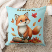 Coussin Custom Name Autumn Fox Pillow (Couverture)