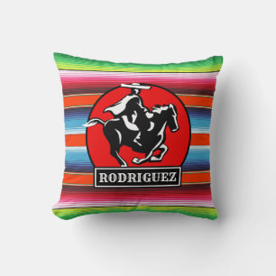 Coussin CUSTOM NAME Charro Horse Spanish Mexican Serape