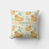 Coussin Custom Name Gender Neutral Duck Throw Pillow (Recto)