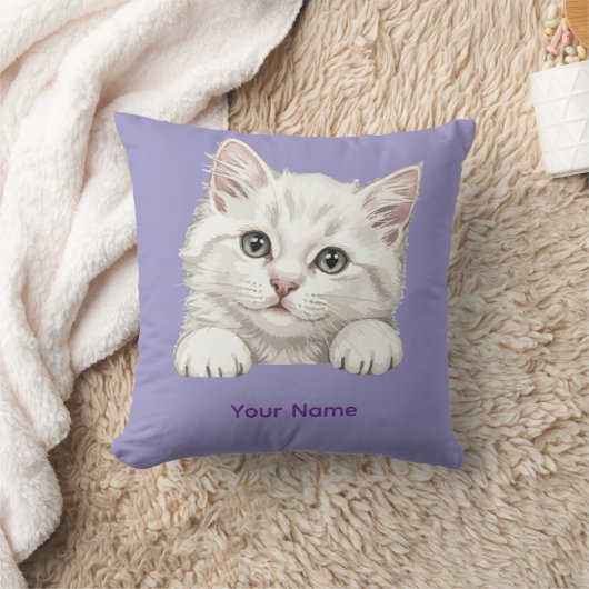 Coussin Custom Name Personalized Kitten Art Gift (Couverture)