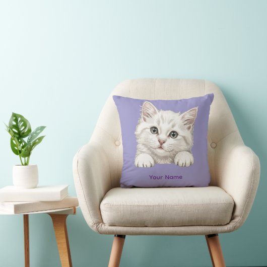 Coussin Custom Name Personalized Kitten Art Gift (Chaise)