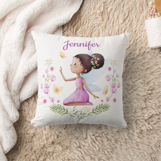Coussin Custom Name Whimsical Nursery Fairy Pillow (Couverture)