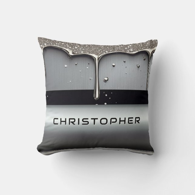 Coussin Custom Name With Dripping Liquid Metal (Recto)