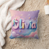 Coussin Custom Pastel Unicorn Name Pillow (Couverture)