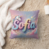 Coussin Custom Pastel Unicorn Name Pillow (Couverture)