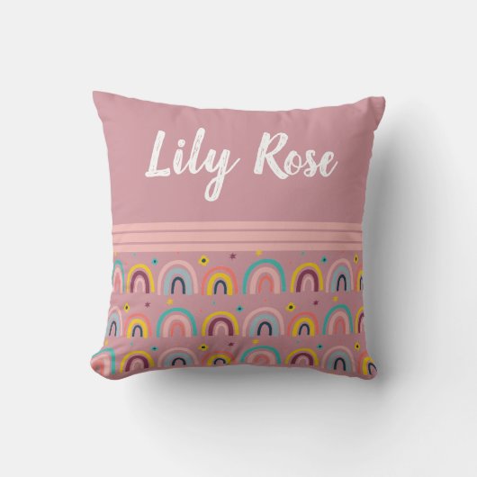 Coussin Custom Pink Rainbow Pattern (Recto)