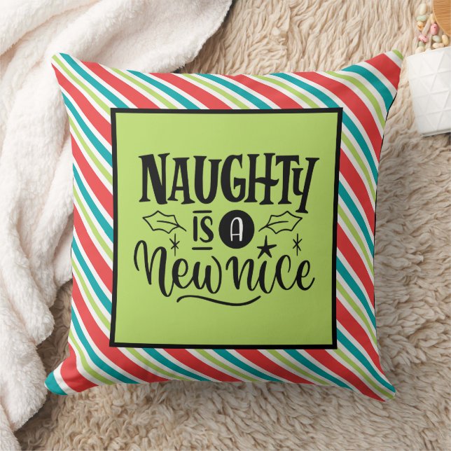 Coussin Custom Retro Noël "Naughty is a New Nice" (Couverture)