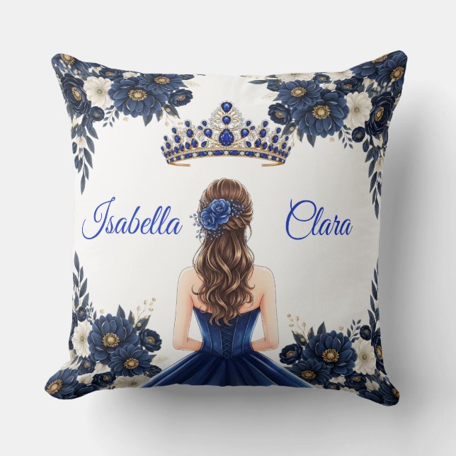 Coussin Custom Royal Blue Quinceanera Name Pillow (Recto)