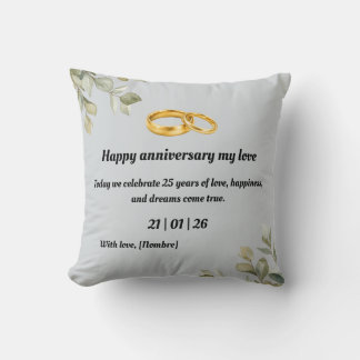 Coussin Custom Silver Wedding Anniversary Throw Pillow | E