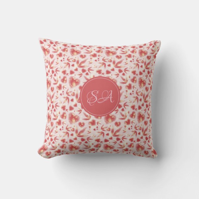 Coussin Custom Valentine's Day Coeurs roses brillant point (Recto)