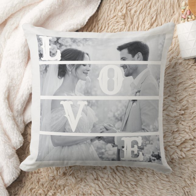 Coussin Custom Wedding Photo "LOVE" (Couverture)