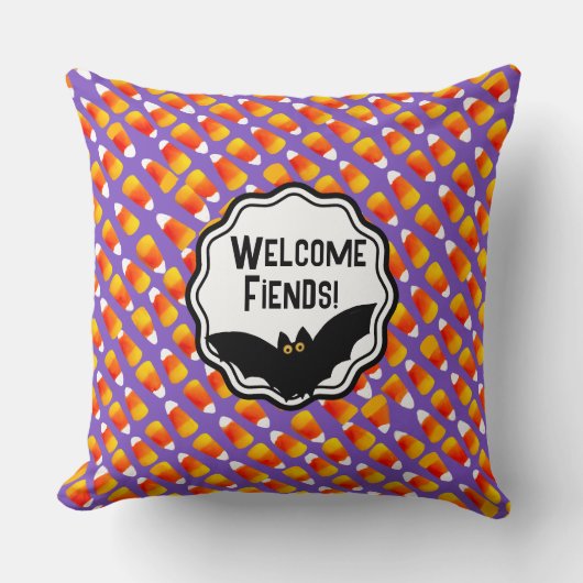 Coussin Customisé Crazy Candy Corn Bat noir (Recto)