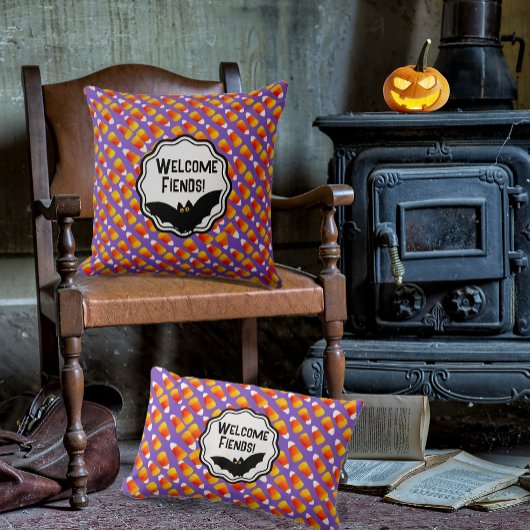 Coussin Customisé Crazy Candy Corn Bat noir