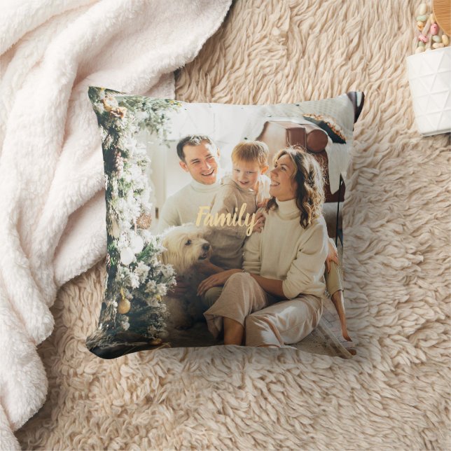 Coussin Customizable Family Holiday Throw Pillow For Decor (Couverture)