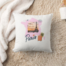 Customizable Travel Themed Paris Pillow.