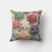 Coussin Cute 3D Pastel Snowflake Floral Throw Pillow (Verso)