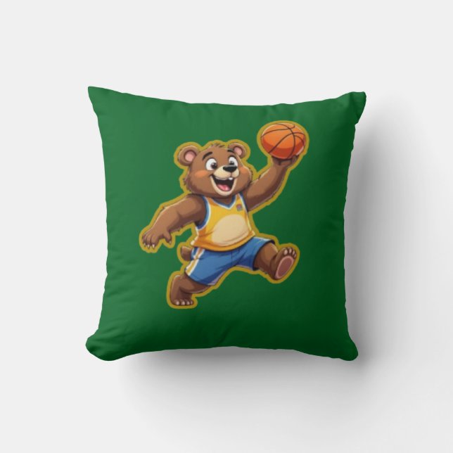 Coussin Cute 3D Teddy Bear Playing Basketball – Adorable S (Recto)
