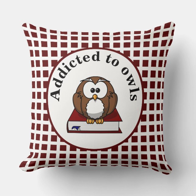 Coussin Cute Addicted Chouette amour Animal Brown Rouge Pl (Recto)