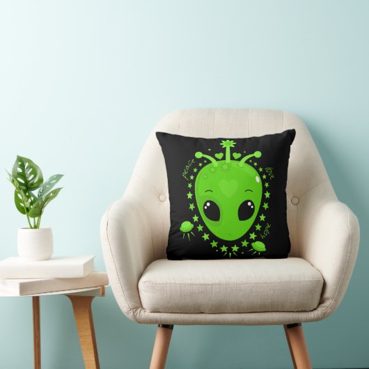 Coussin Cute Alien Peace Hope Love Fun Extraterrestrial (Chaise)