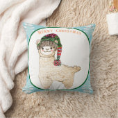 Coussin Cute alpaga avec casquette festif (Couverture)