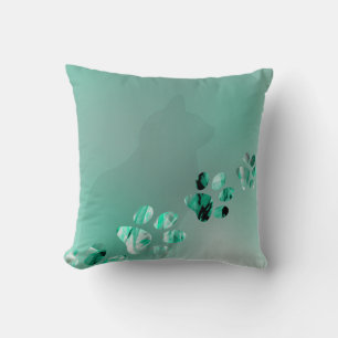 Coussin Cute amusante Paw Chat Vert