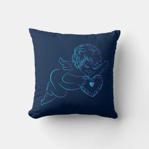 Coussin Cute Angel Cherub tenant une dentelle Valentine Co
