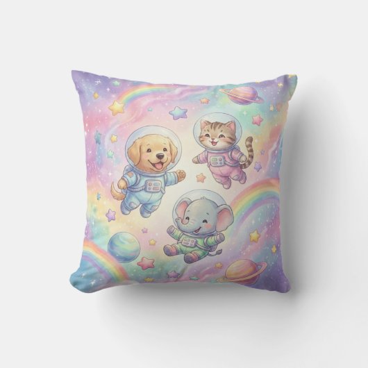 Coussin Cute Animal Astronauts Galaxy Throw Pillow (Recto)