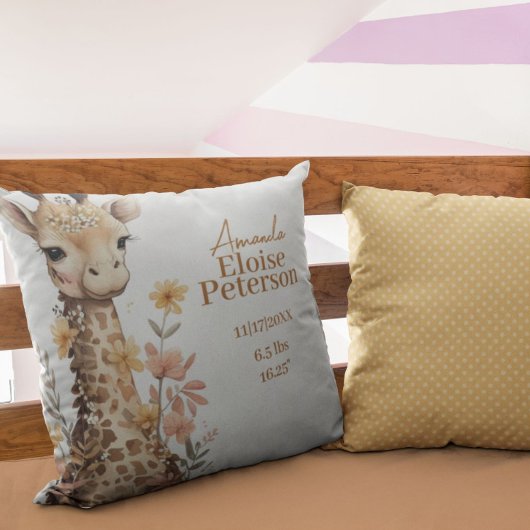 Coussin Cute Aquarelle Bébé Giraffe Bébé Statistiques
