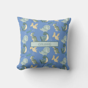 Coussin Cute Aquarelle bleu clair Dinosaure Motif