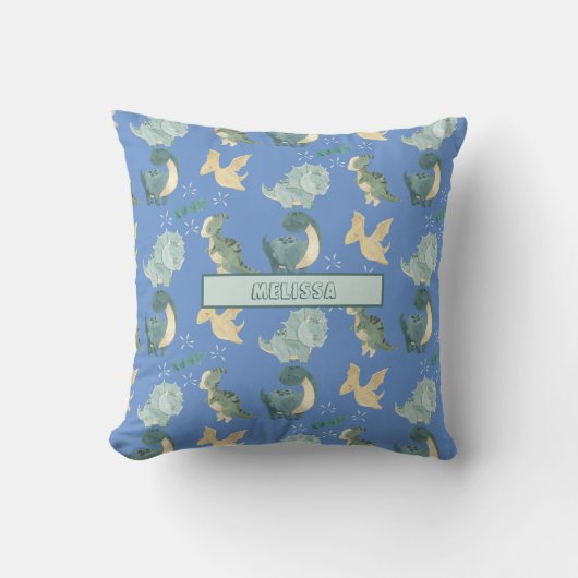 Coussin Cute Aquarelle bleu clair Dinosaure Motif (Recto)