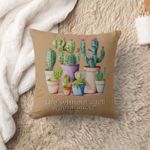 Coussin Cute aquarelle cactus succulents dans les pots