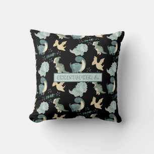 Coussin Cute Aquarelle noir Dinosaure Motif