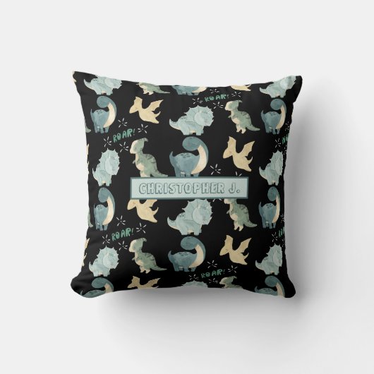 Coussin Cute Aquarelle noir Dinosaure Motif (Recto)