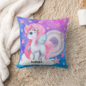 Coussin Cute aquarelle Rainbow Unicorn Personnalisé (Couverture)