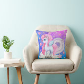 Coussin Cute aquarelle Rainbow Unicorn Personnalisé (Chaise)