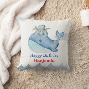 Coussin Cute arc-en-ciel poulpe Poisson de baleine Fête d'