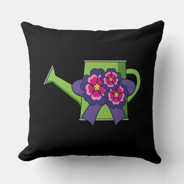 Coussin Cute arrosage canne avec Bouquet de fleurs (Recto)