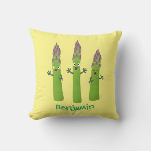 Coussin Cute asperges chantant un trio végétal dessin anim