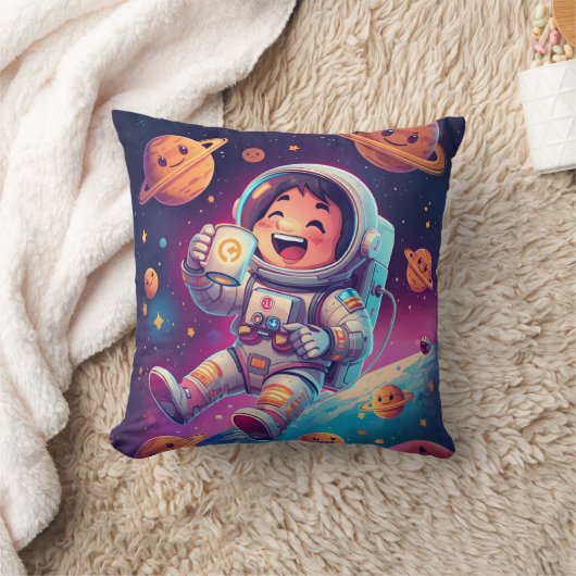 Coussin Cute Astronaut Kids Pillow – Space Adventure Dream (Couverture)