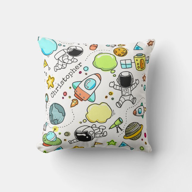 Coussin Cute Astronaut Planètes spatiales Personnalisées (Recto)