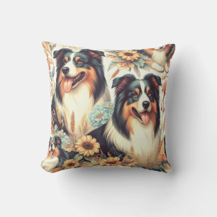 Coussin Cute Australian Shepherd peinture Vintage