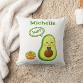 Coussin Cute Avacado Dessin À La Main Nom Guacamole Fruit (Couverture)