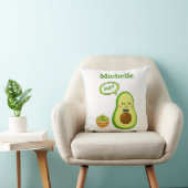 Coussin Cute Avacado Dessin À La Main Nom Guacamole Fruit (Chaise)