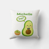 Coussin Cute Avacado Dessin À La Main Nom Guacamole Fruit (Verso)