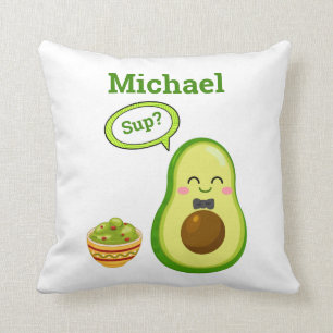Coussin Cute Avacado Nom Dessiné À La Main Guacamole Fruit