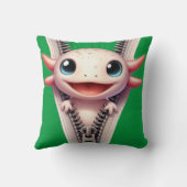 Coussin Cute Axolotl Kids Green Nom personnalisable (Verso)