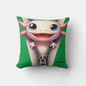 Coussin Cute Axolotl Kids Green Nom personnalisable (Recto)