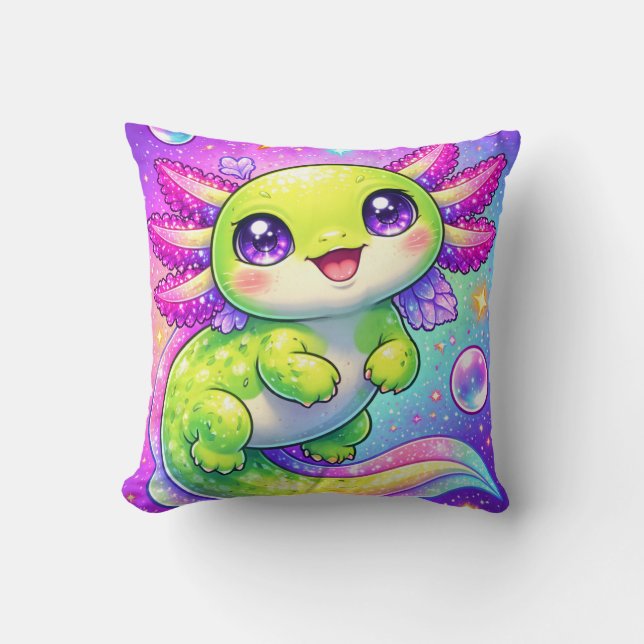 Coussin Cute Axolotl Pastel Fantasy Kawaii Creature Art (Recto)