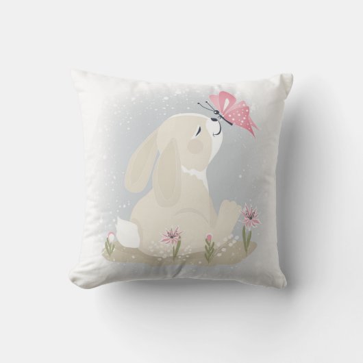 Coussin Cute baby Bunny et butterfly. (Recto)